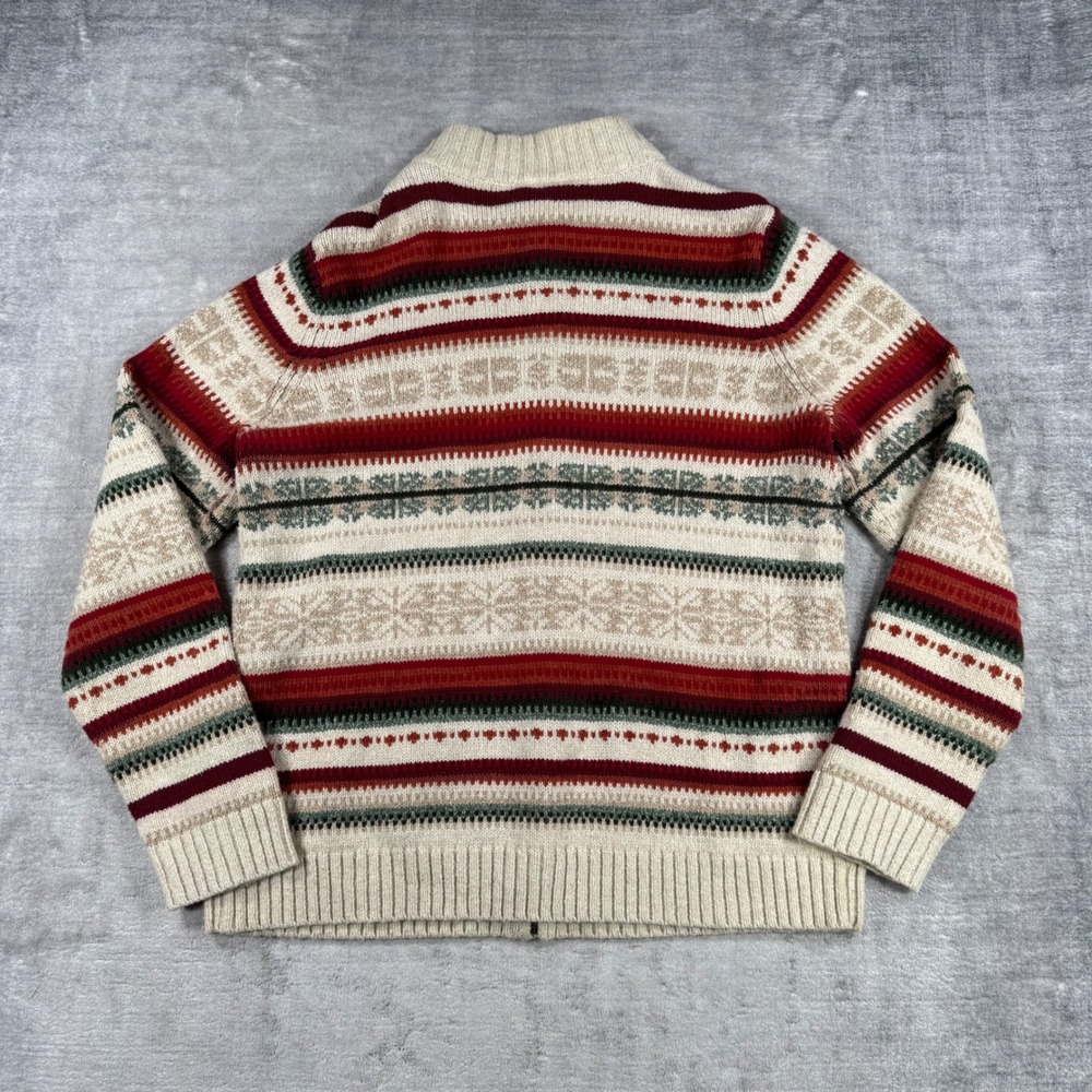Northern Reflections Sweater Womens Medium Cream Striped Fair Isle Knit Fall - Picture 5 of 9